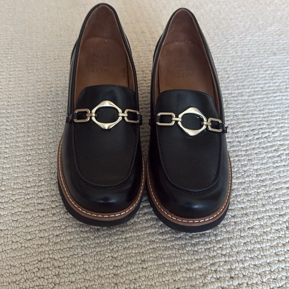 Naturalizer Black Loafer- Gold Buckle